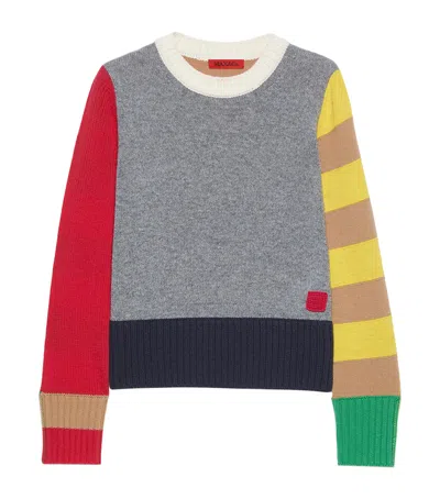 Max & Co . Virgin Wool Patchwork Sweater In Multi