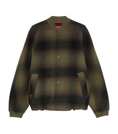 Max & Co . Virgin Wool Plaid Bomber Jacket In Green