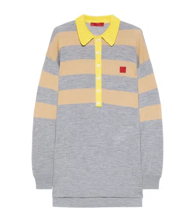 Max & Co . Virgin Wool Striped Sweater In Gray