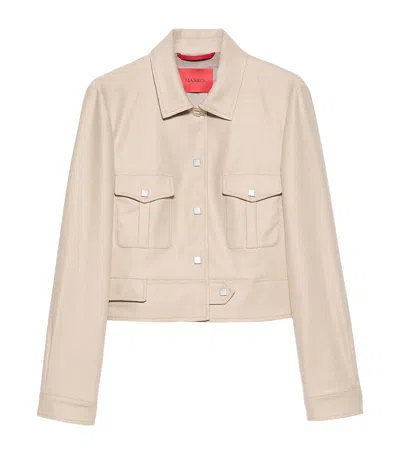 Max & Co . Virgin Wool-blend Cropped Jacket In Beige