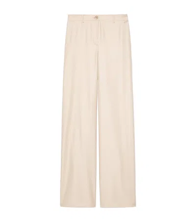 Max & Co . Virgin Wool-blend Wide-leg Trousers In Neutral
