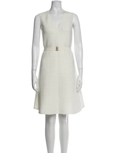 Pre-owned Max & Co V-neck Knee-length Dress In Neutrals
