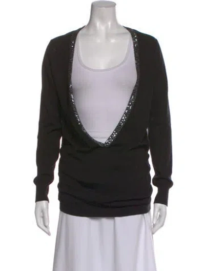Pre-owned Max & Co V-neck Long Sleeve Top In Black