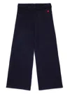 Max & Co Heart-embroidered Wide-leg Trousrers In Blue