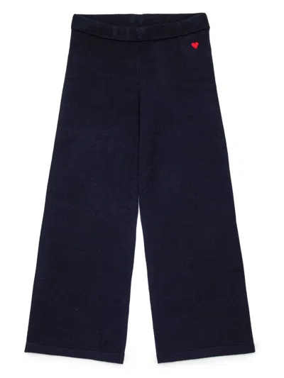 Max & Co Kids' Wide-leg Knitted Trousers In Blue