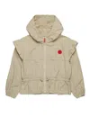 Max & Co Ruffle-detail Hooded Jacket In Beige