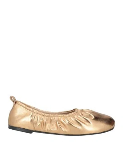 Max & Co . Woman Ballet Flats Gold Size 10 Leather