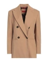 Max & Co . Woman Blazer Camel Size 12 Polyester, Virgin Wool, Elastane
