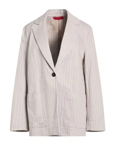 Max & Co . Woman Blazer Grey Size 12 Cotton, Elastane In Gray