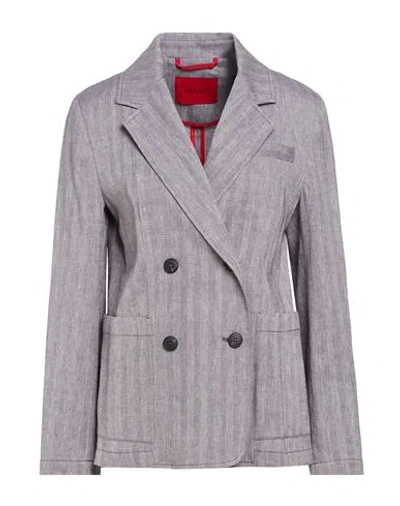 Max & Co . Woman Blazer Grey Size 2 Linen, Cotton, Elastane