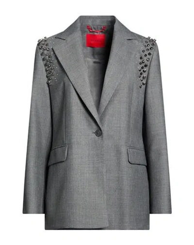 Max & Co . Woman Blazer Grey Size 2 Polyester, Virgin Wool