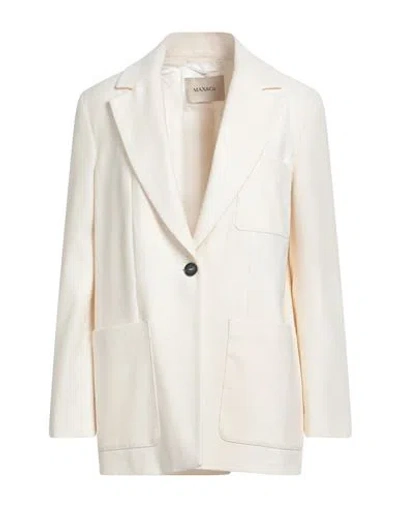 Max & Co . Woman Blazer Ivory Size 4 Cotton, Wool, Polyamide In White