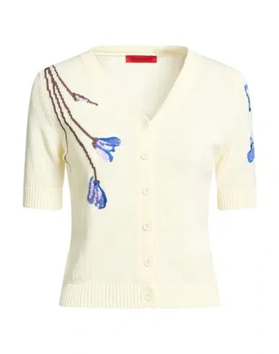 Max & Co . Woman Cardigan Cream Size Xl Cotton, Polyamide In Yellow
