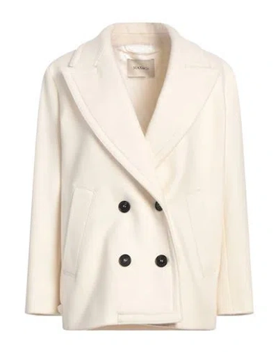 Max & Co . Woman Coat Ivory Size 12 Virgin Wool, Polyamide