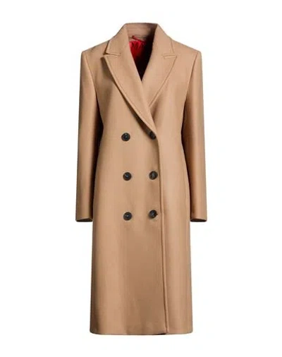 Max & Co . Woman Coat Sand Size 4 Virgin Wool, Polyamide In Beige