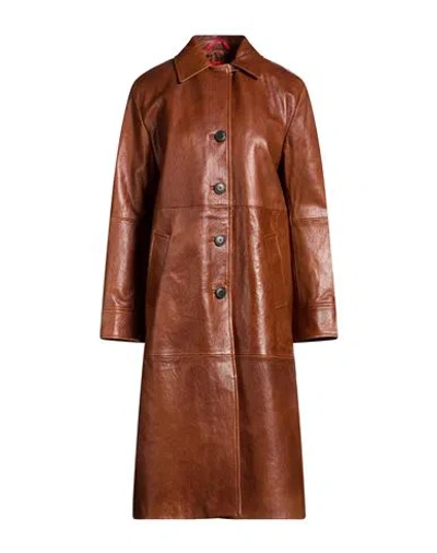 Max & Co . Woman Coat Tan Size 4 Goat Skin In Brown