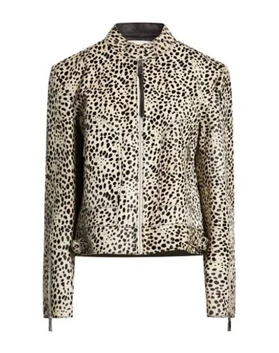 Max & Co . Woman Jacket Beige Size 2 Cow Leather In Brown