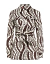 Max & Co . Woman Jacket Brown Size 10 Cotton, Elastane In Brown