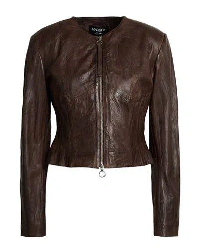Max & Co . Woman Jacket Brown Size 2 Lambskin
