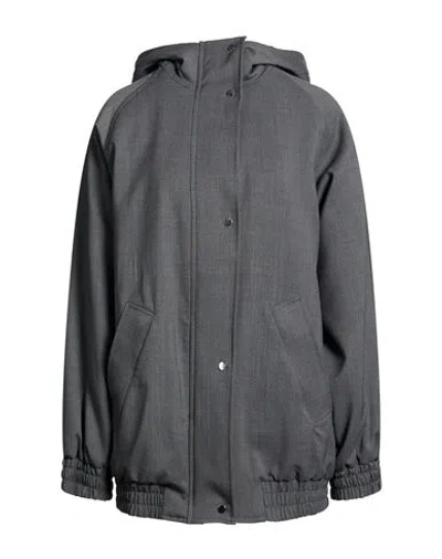 Max & Co . Woman Jacket Charcoal Size S Virgin Wool, Polyester In Gray