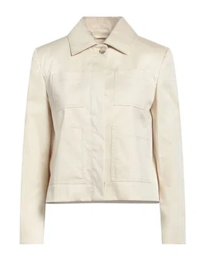 Max & Co . Woman Jacket Ivory Size 6 Cotton, Elastane In White
