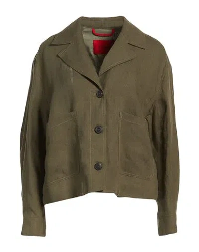Max & Co . Woman Jacket Military Green Size 2 Linen