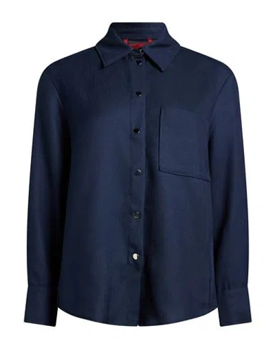 Max & Co . Woman Jacket Navy Size 6 Triacetate, Wool In Blue