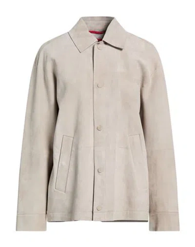 Max & Co . Woman Jacket Taupe Size S Goat Skin In Gray