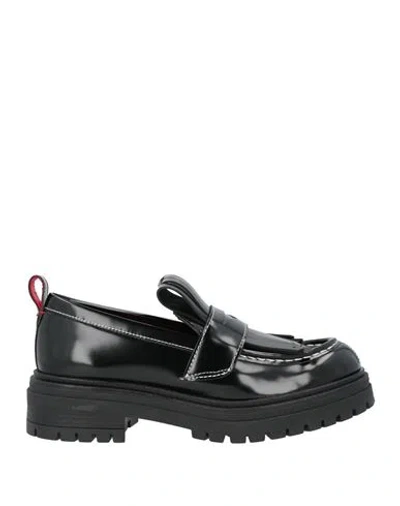 Max & Co . Woman Loafers Black Size 7 Polyester, Polyurethane Coated