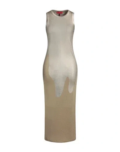Max & Co . Woman Maxi Dress Gold Size M Viscose, Polyester, Metallic Fiber, Elastane