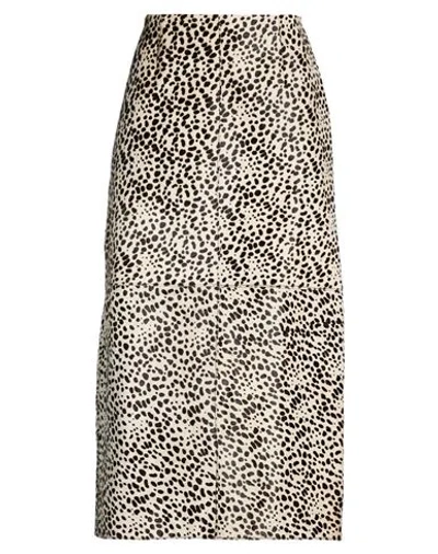 Max & Co . Woman Midi Skirt Beige Size 2 Cow Leather In Multi