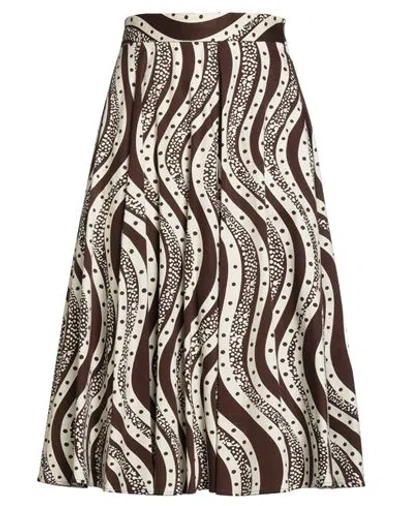 Max & Co . Woman Midi Skirt Brown Size 8 Cotton, Elastane In Multi