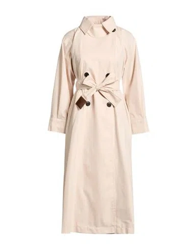 Max & Co . Woman Overcoat & Trench Coat Ivory Size Xs Cotton, Polyamide In Pink