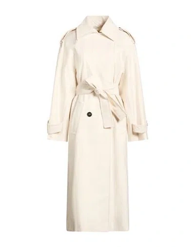 Max & Co . Woman Overcoat & Trench Coat Ivory Size Xs Cotton, Virgin Wool In White