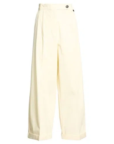 Max & Co . Woman Pants Cream Size 2 Cotton, Elastane In White