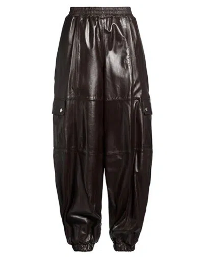 Max & Co . Woman Pants Dark Brown Size 2 Sheepskin