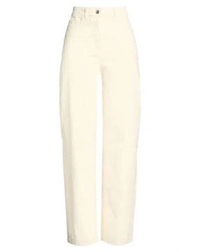 Max & Co . Woman Pants Ivory Size 2 Cotton In Neutral
