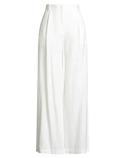Max & Co . Woman Pants Ivory Size 8 Linen In White