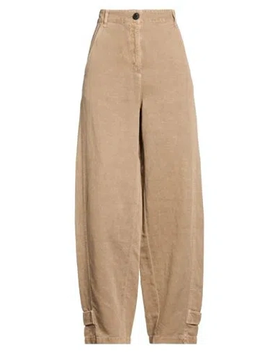 Max & Co . Woman Pants Khaki Size 2 Cotton, Linen, Lyocell In Brown