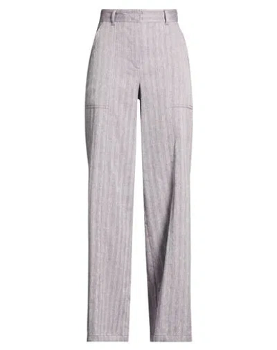 Max & Co . Woman Pants Lilac Size 2 Linen, Cotton, Elastane In Gray
