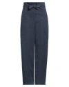 Max & Co . Woman Pants Navy Blue Size 2 Lyocell, Linen In Navy Blue