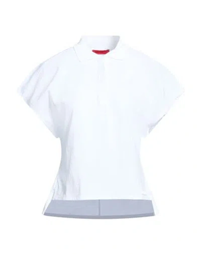 Max & Co . Woman Polo Shirt White Size Xl Cotton, Linen In Yellow