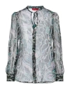 Max & Co . Woman Shirt Dark Green Size 6 Silk, Metallic Fiber In Green