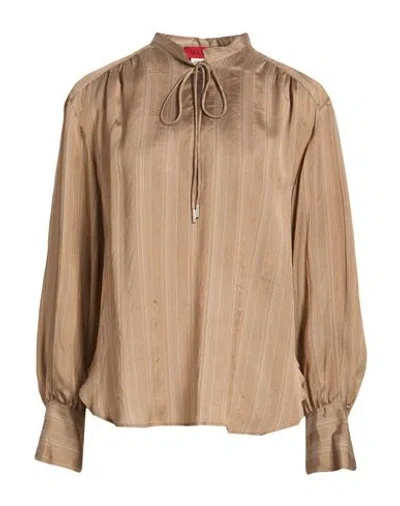 Max & Co . Woman Shirt Light Brown Size 2 Viscose, Silk In Neutral