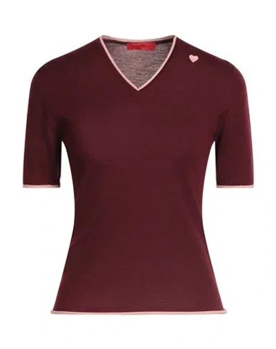 Max & Co . Woman Sweater Burgundy Size Xl Virgin Wool