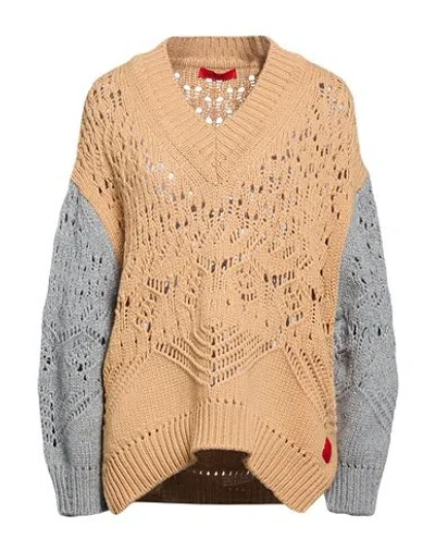 Max & Co . Woman Sweater Camel Size Xxs Virgin Wool In Neutral
