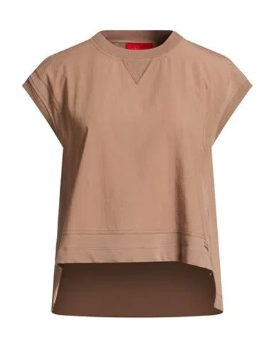 Max & Co . Woman Sweatshirt Light Brown Size S Cotton, Elastane