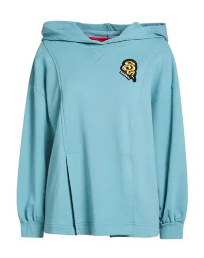 Max & Co . Woman Sweatshirt Turquoise Size L Cotton In Blue