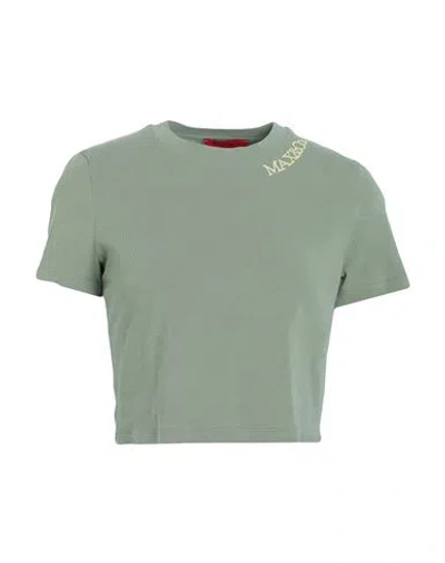 Max & Co . Woman T-shirt Sage Green Size Xl Cotton, Elastane