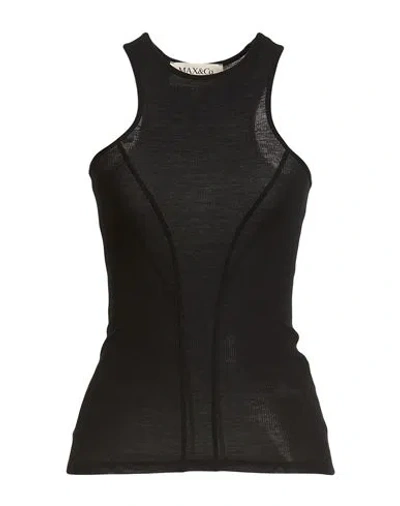 Max & Co . Woman Tank Top Black Size Xl Modal, Elastane